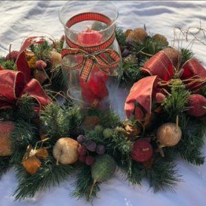 Christmas/Holiday Custom-Made Centerpiece (hurricane globe/candle not included)
